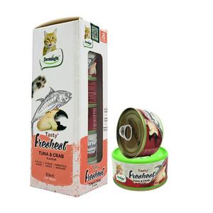 Dentalight Tasty Freshest Cat Treat in Can-Tuna & Crab 6x80g [Box Code:11582] - (MOQ:6pcs)
