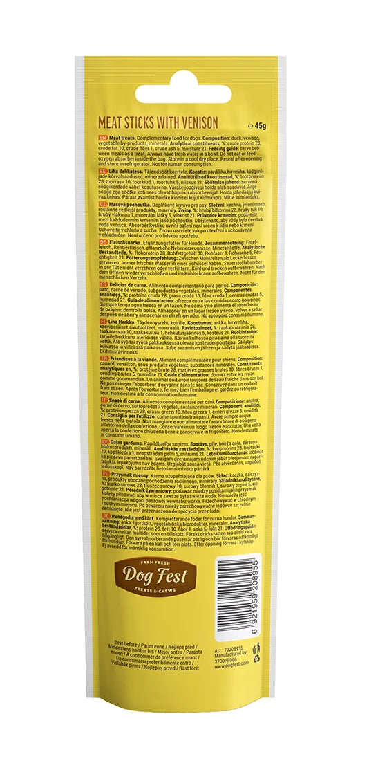 Dog Fest Meat Sticks With Vension For Adult Dogs[Weight - 45g]