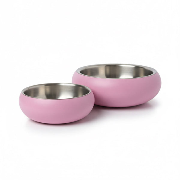 Double Wall Bowl Belly with Non-Slip Base –  Pink - 360 ml