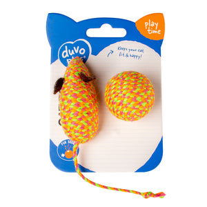 Duvo+ Jolly  Mouse & Ball Orange - Cat Toy 17.5x3.5x4.5cm