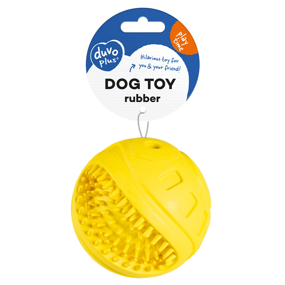 Duvo+ Dog Toy Rubber Giggle Ribble Ball 8,5x8,5x8,5cm[Color - Yellow]