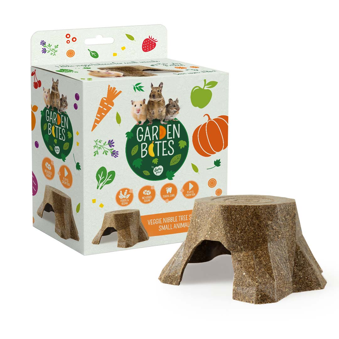 Duvo+ Garden Bites Veggie Nibble Tree Stump - Brown Color [180g]
