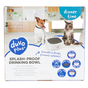 Duvo+ Splash-proof Drinking Bowl Square 1500ml - 21x20x8,5cm White/Grey