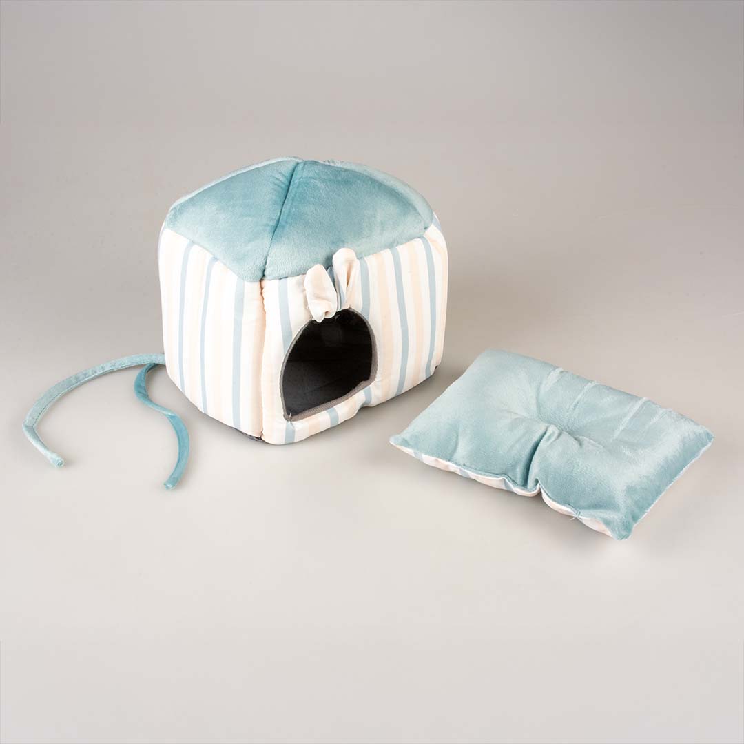 Duvo+ Striped hideway House For Small Pets-Plush S - 20x16x20cm Multicolour