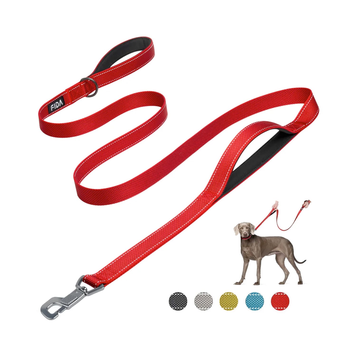 Fida Heavy Duty Dog Leash - 4ft - red