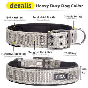 Fida Heavy Duty Dog Collar - Large - yellow