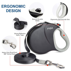 Fida Heavy Duty Retractable Dog leash 26ft (8m) - red