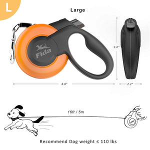 Fida Retractable Dog Leash Heavy Duty (Mars Series) - S (5m / 16ft) - blue