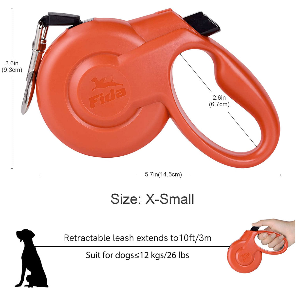 Fida Retractable Dog Leash Heavy Duty (Styleash Series) - L (5m / 16ft) - blue