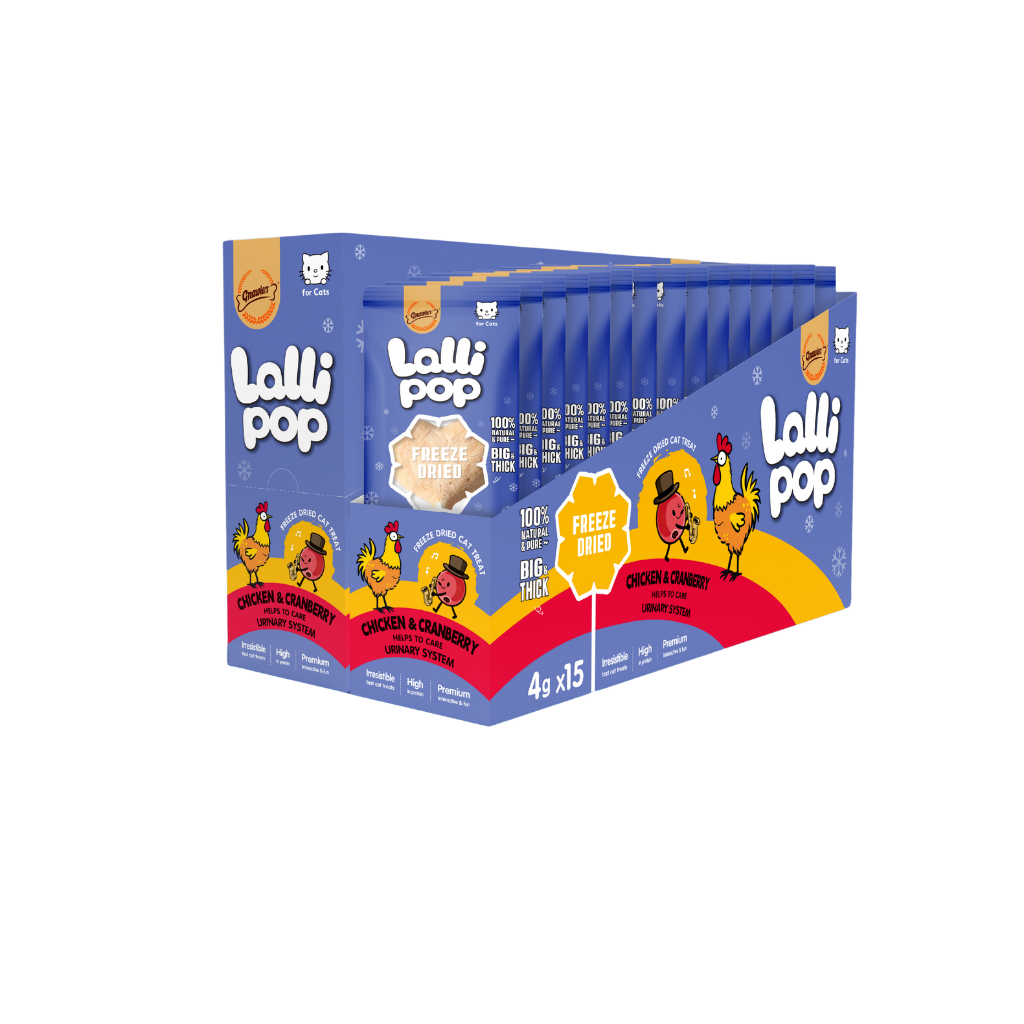 Gnawlers Freeze Dried Lollipop Cat Treat -Chicken & Cranberry 4g x15pcs-Urinary Support- [Display Box]