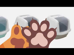 Imac Maddy Hooded Cat Toilet- Brown-White 62x49.5x47.5cm