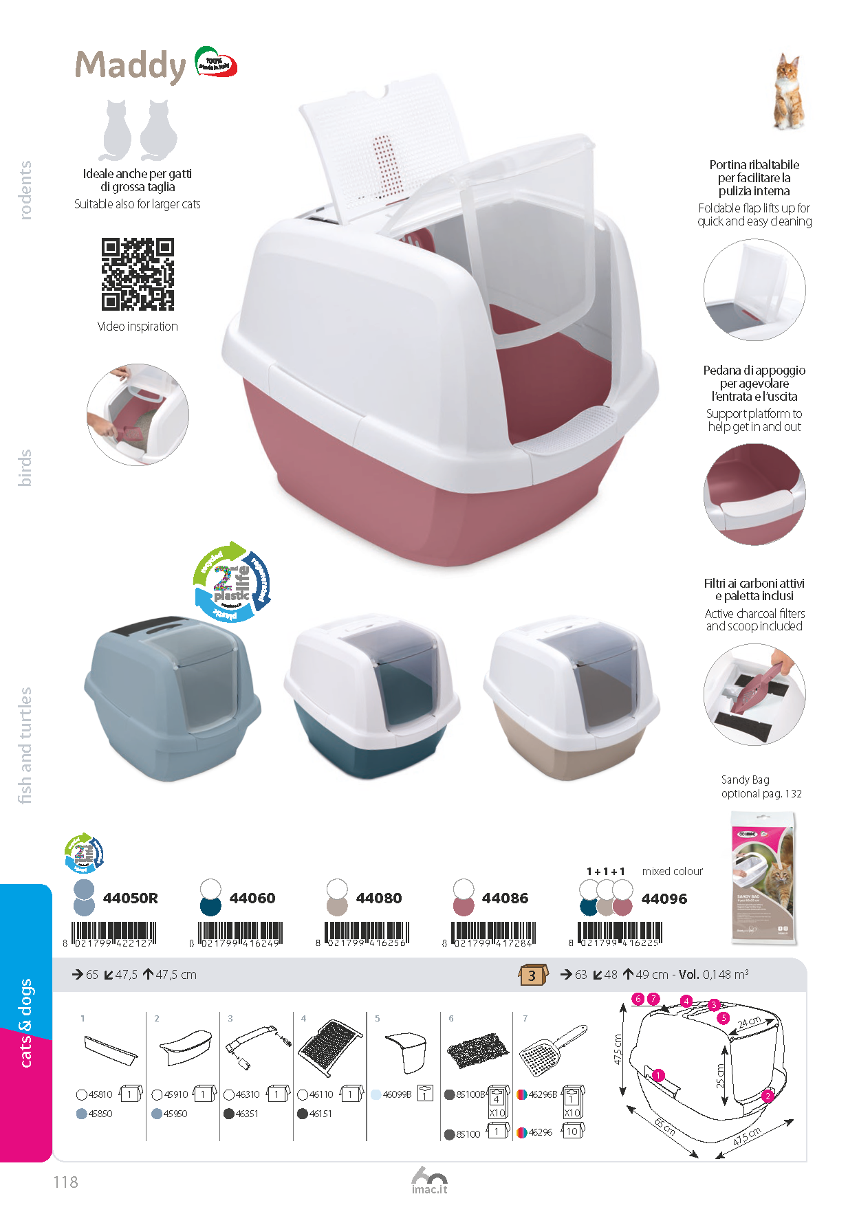 Imac Maddy Hooded Cat Toilet- Brown-White 62x49.5x47.5cm