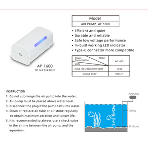 KW Zone Silent Air Pump Without Adapter-AP1600