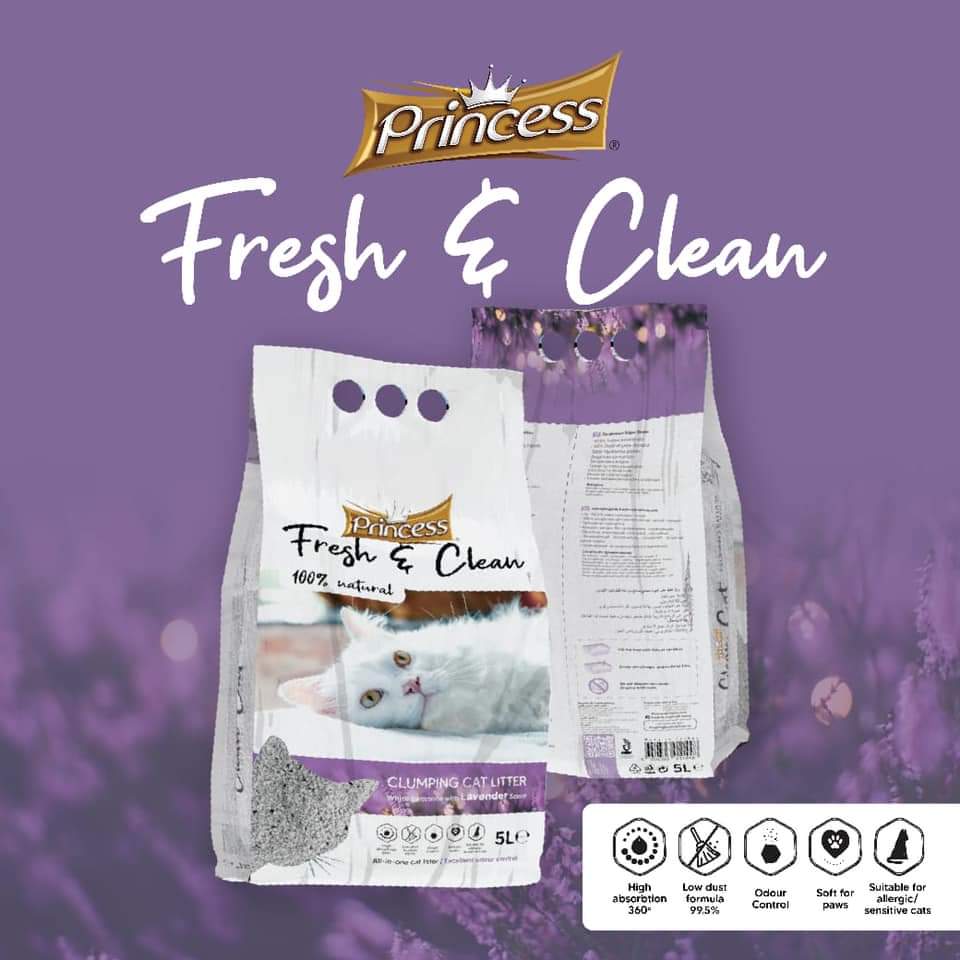 Princess Fresh and Clean Cat Litter  20L - Baby Powder