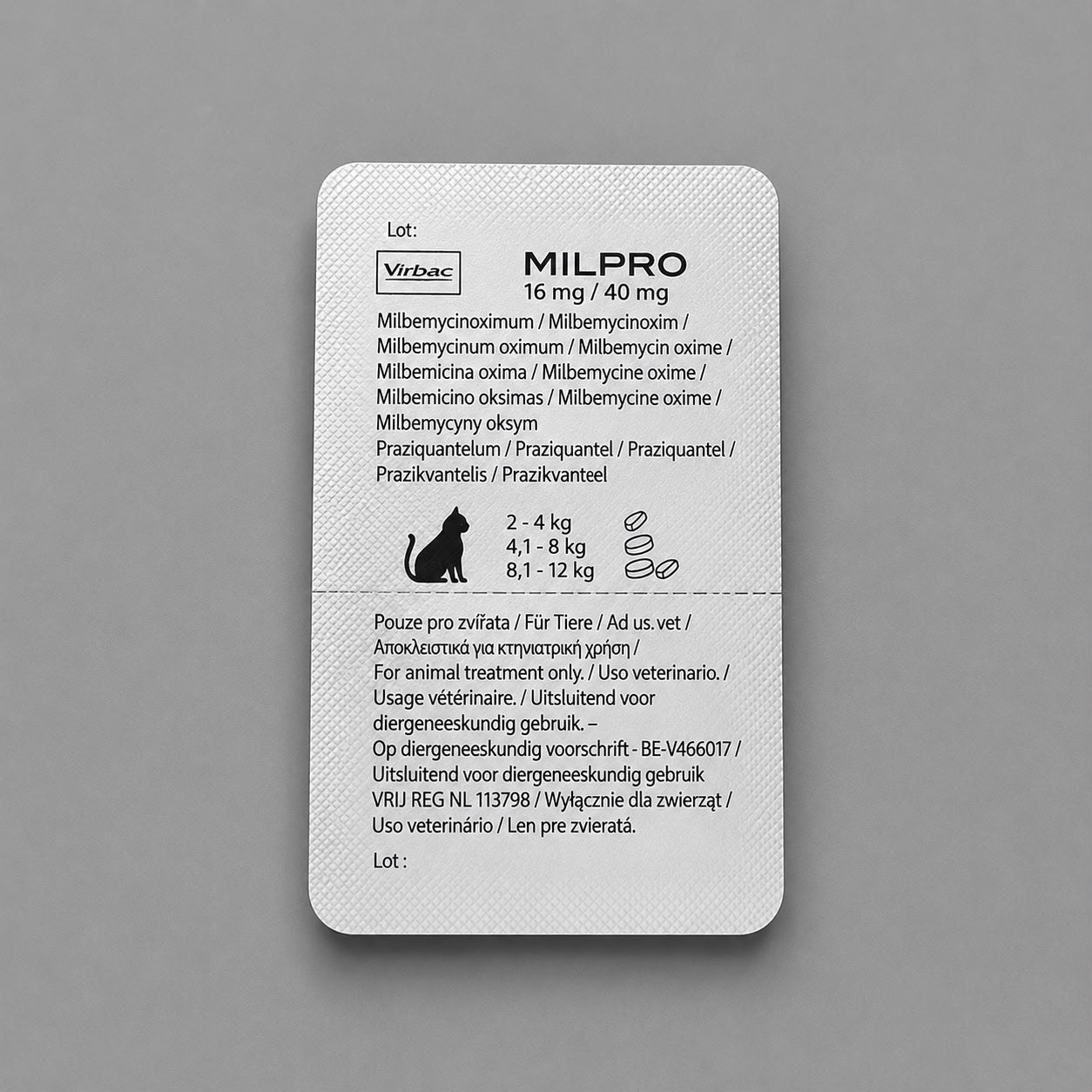 Milpro for cats from 2-12 kg weight 16mg/40mg 2 tablets