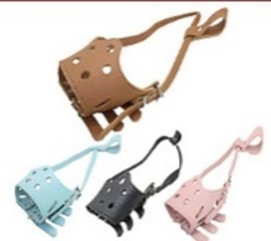 Dog Muzzle PU Leather - S - blue