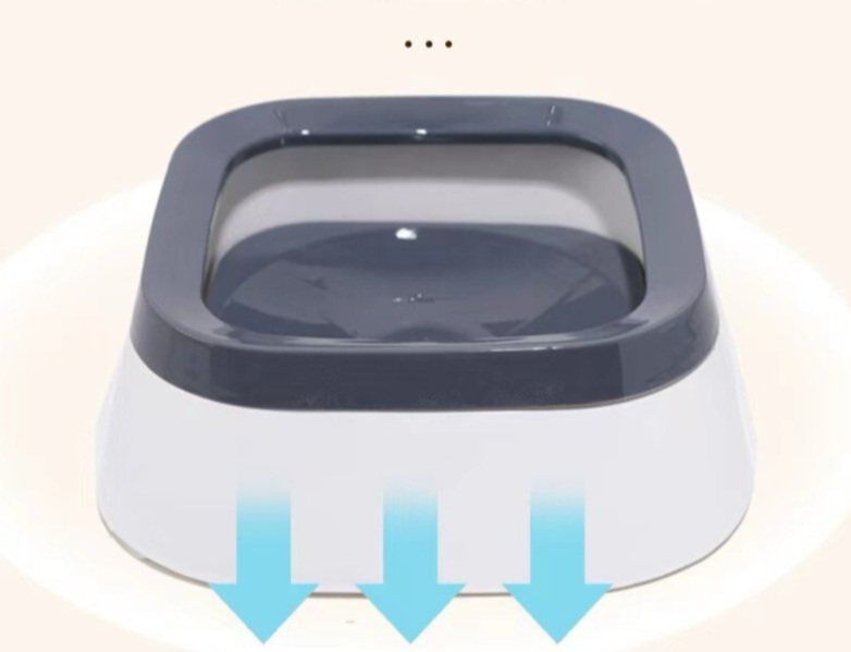 Pado Classic Square Anti Spill Pet Bowl 21x21x7.8cm[1000ml]-Grey