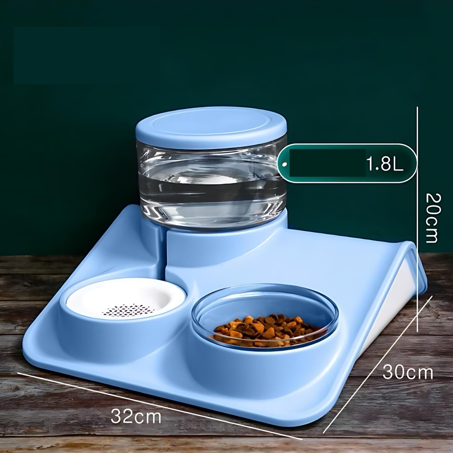 Pado Glossy Food & Water Dispenser -Blue  1800ml