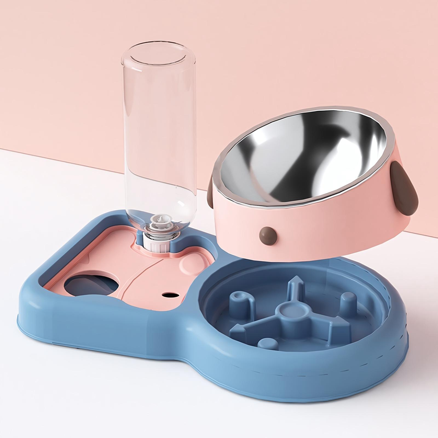 Pado Magic Water Dispenser With Bowl-Pink 19*10.5*31cm