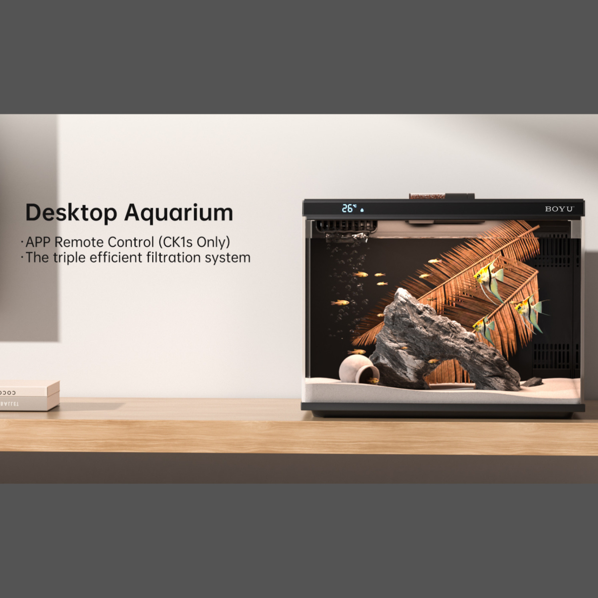 Boyu Cooke 1s Smart Aquarium With Feeder CK 1S [Wifi Version]-45.4x26.3x35.3cm [30Litre]