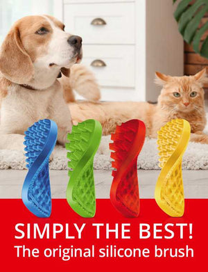 Pet+Me Soft Silicone Brush for Small Dog/Longhair Cat (Green)