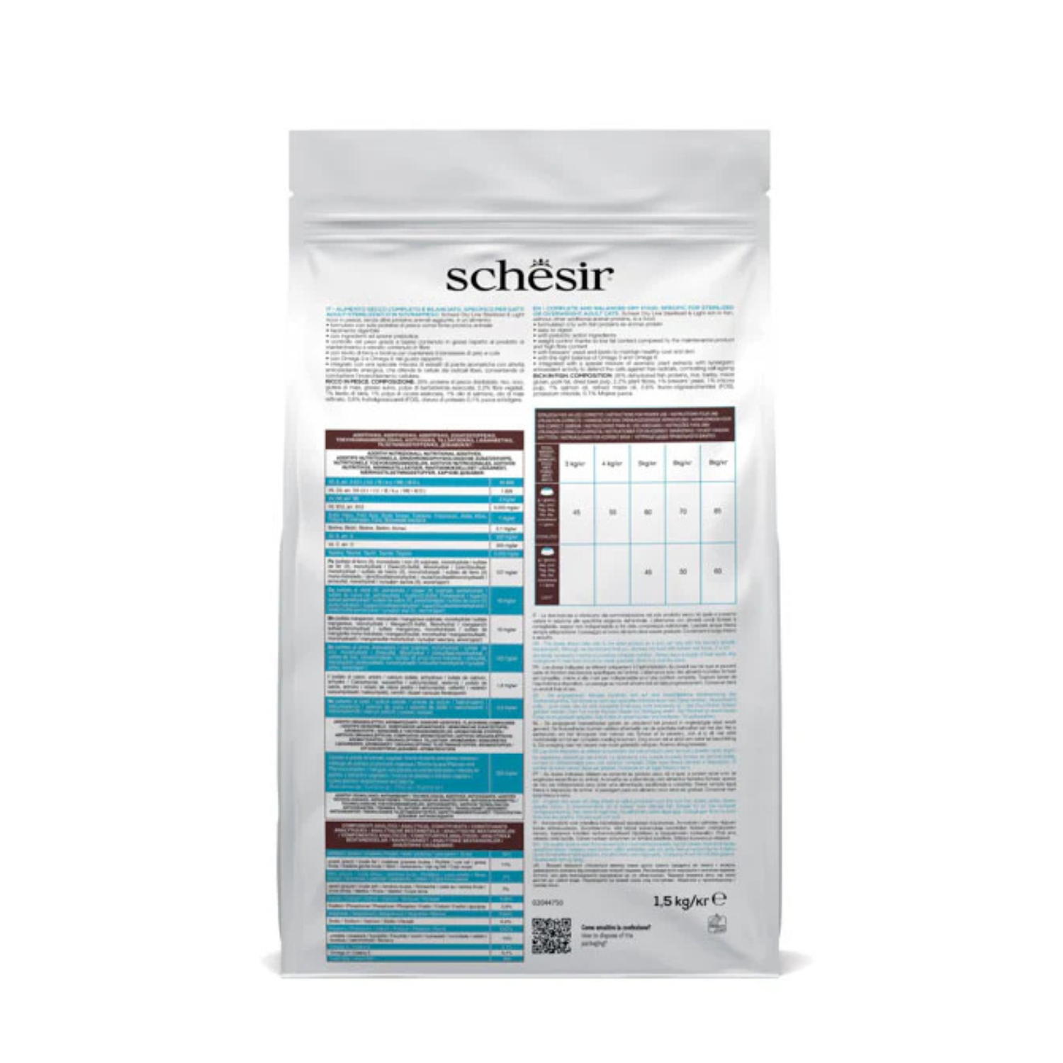 Schesir Cat Dry Food-Sterilized & Light-Fish 1.5kg