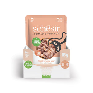 Schesir Complete & Balanced Nutrition Wet Cat Food in Jelly Pouch- Tuna With Salmon 85g [MOQ:12pcs]
