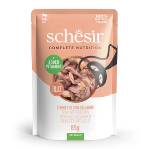 Schesir Complete & Balanced Nutrition Wet Cat Food in Jelly Pouch- Tuna With Salmon 85g [MOQ:12pcs]