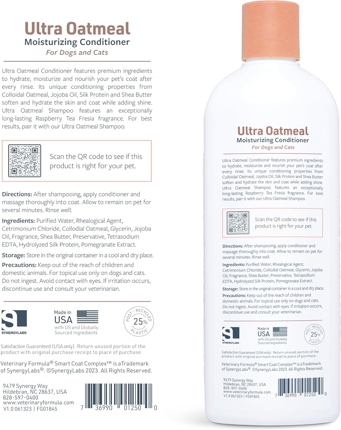 Synergy Labs Veterinary Formula Solutions Ultra Oatmeal Moisturizing Conditioner 17oz - 503ml