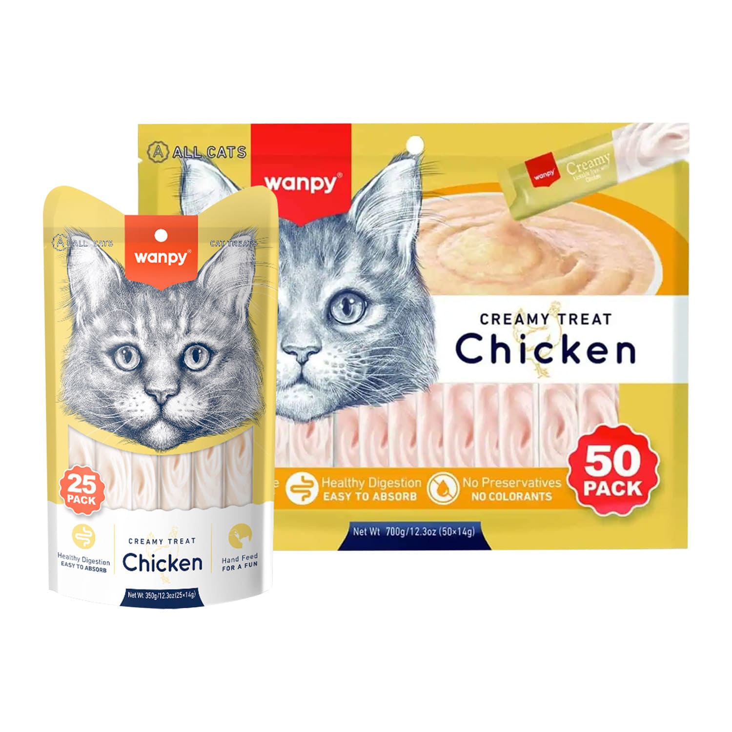 Wanpy Creamy Lickable Cat Treats – Chicken - 25P