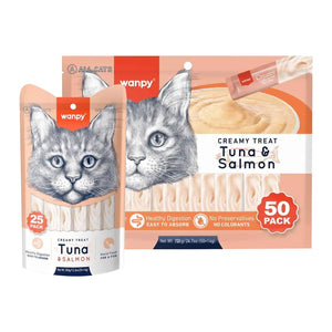 Wanpy Creamy Lickable Cat Treats – Tuna & Salmon - 25P