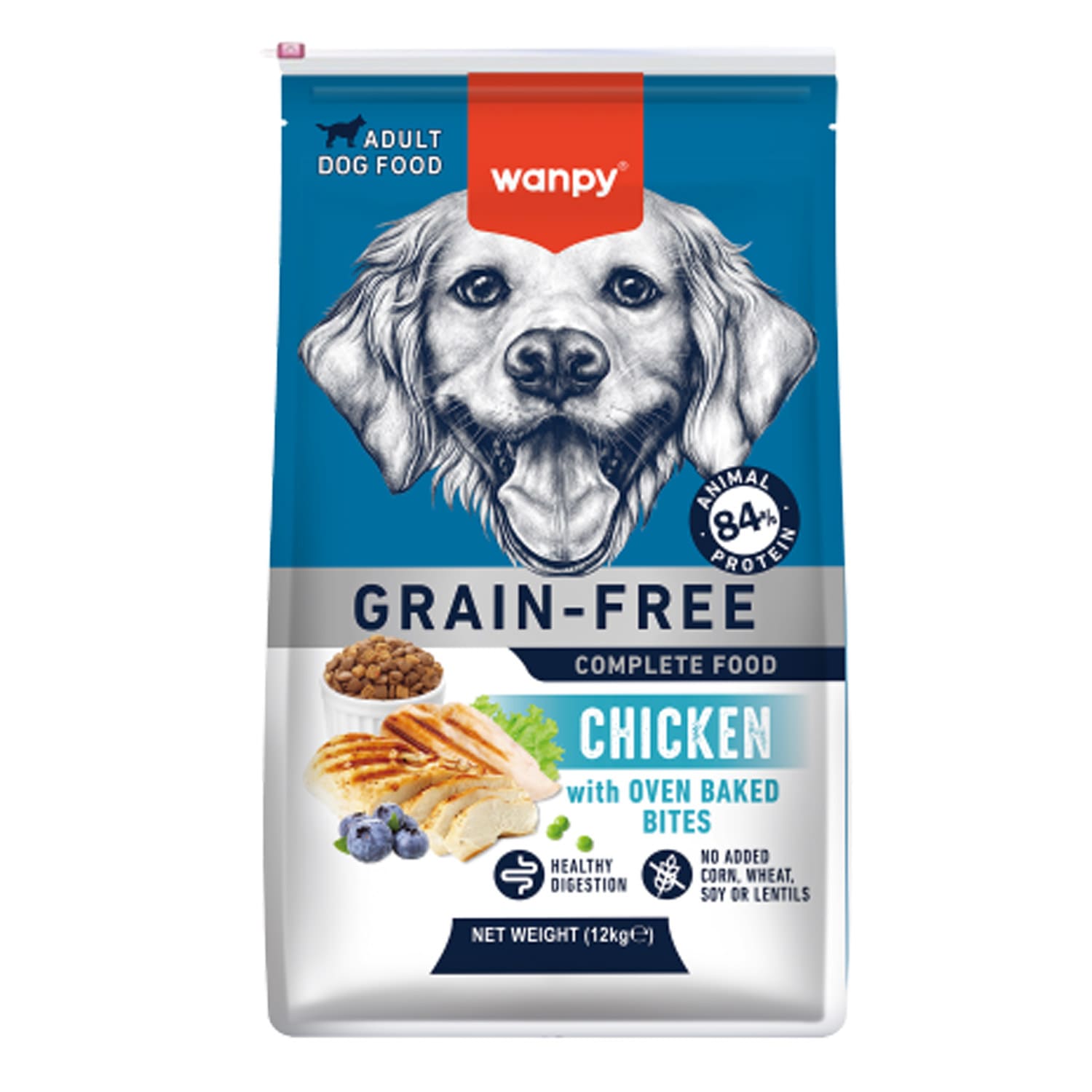 Wanpy Grain Free Complete Food for Adult Dog – Chicken Recipe - 12Kg
