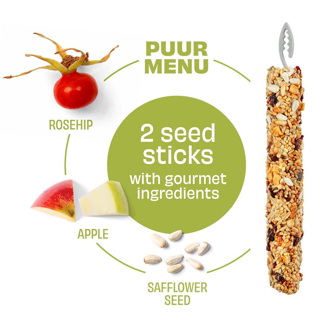 Witte Molen Puur Sticks With Rosehip & Apple For Budgie - [Weight - 60g]