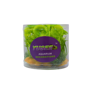 Yusee Aquarium Decorations - Artificial Plant YS-70302-4 [Height:4"]