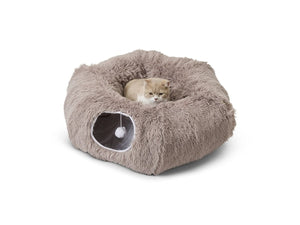 Savic Snuggle Tunnel Cat Bed - Warm Grey