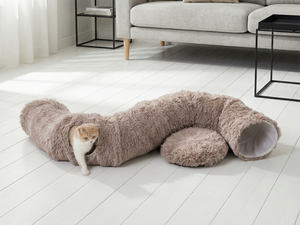Savic Snuggle Tunnel Cat Bed - Warm Grey
