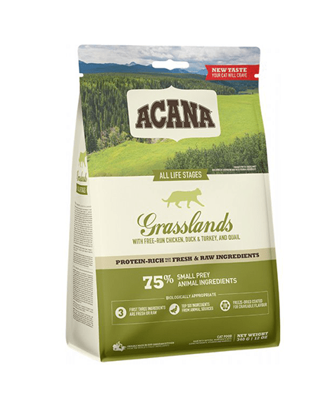 Acana Grasslands Free - Run Chicken & Turkey All Life Stages Dry Cat Food - 4.5kg - Shopivet.com