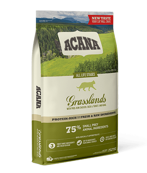 Acana Grasslands Free - Run Chicken & Turkey All Life Stages Dry Cat Food - 4.5kg - Shopivet.com