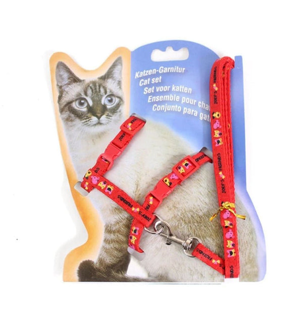 Adjustable Cat Walking Harness Nylon Strap Collar with Leash,Cat Leash and Harness 1 Set Leash + Harness Design & Color May Vary - Shopivet.com
