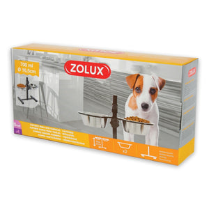 Adjustable Stand with Stainless Steel Dog Bowls 0.7L