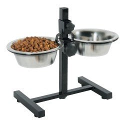 Adjustable Stand with Stainless Steel Dog Bowls 0.7L - Shopivet.com