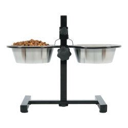 Adjustable Stand with Stainless Steel Dog Bowls 0.7L - Shopivet.com