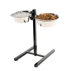 Adjustable Stand with Stainless Steel Dog Bowls 2.5L - Shopivet.com