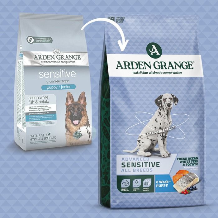 Arden Grange Advanced Sensitive All Breeds Puppy Fresh Ocean White Fish & Potato Dry Dog Food - 12kg