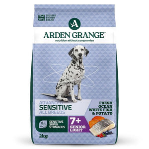 Arden Grange Advanced Sensitive All Breeds Senior Light Fresh Ocean White Fish & Potato Dry Dog Food - 12kg