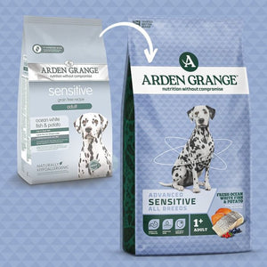 Arden Grange Advanced Sensitive All Breeds Adult Ocean White Fish & Potato Dry Dog Food - 2kg