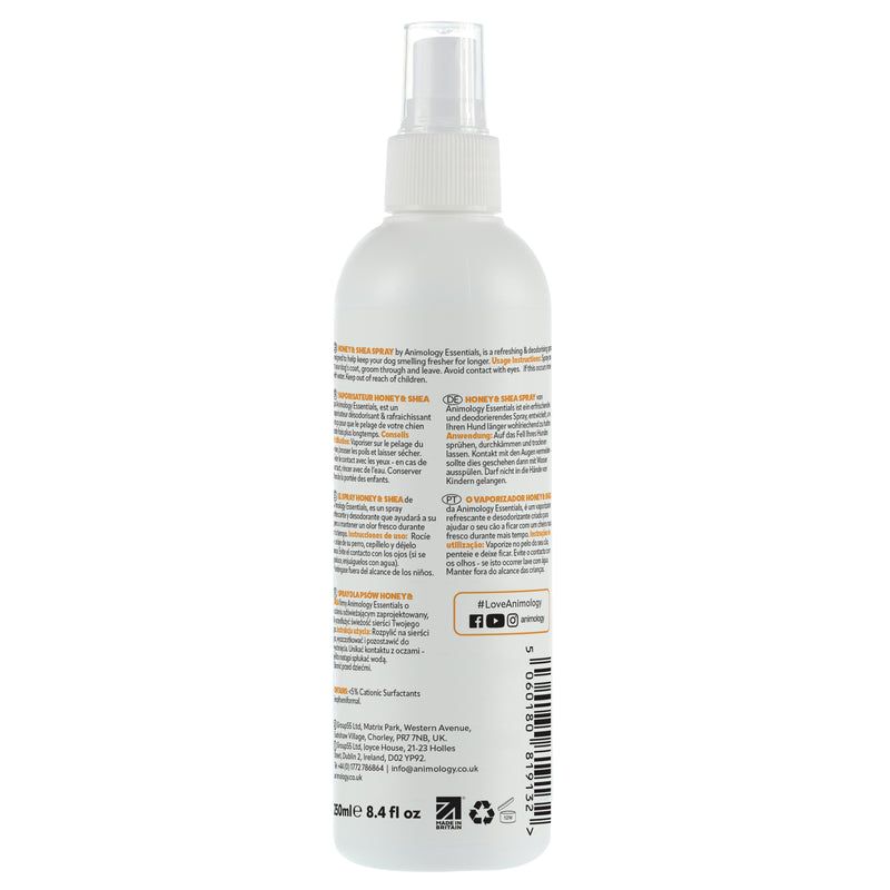 Animology Essentials Honey & Shea Fragrance Dog Spray 250ml - 250ml - Shopivet.com