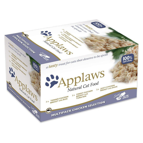 Applaws Chicken Selection in Broth Adult Wet Cat Food 8 x 60g Pot - 60G - Shopivet.com