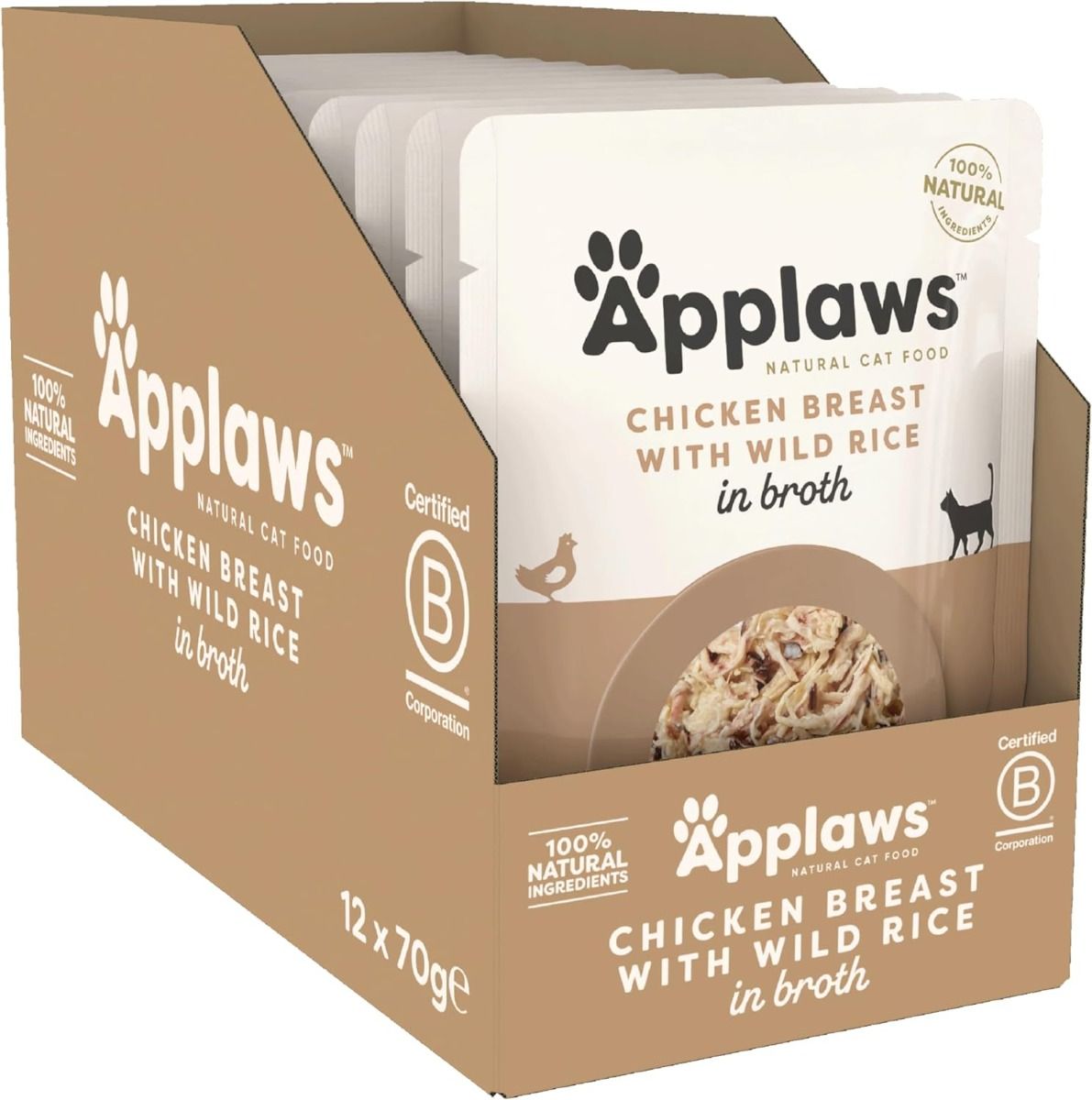 Applaws Chicken with Wild Rice in Broth Wet Cat Food 70g Pouch - 70G - Shopivet.com