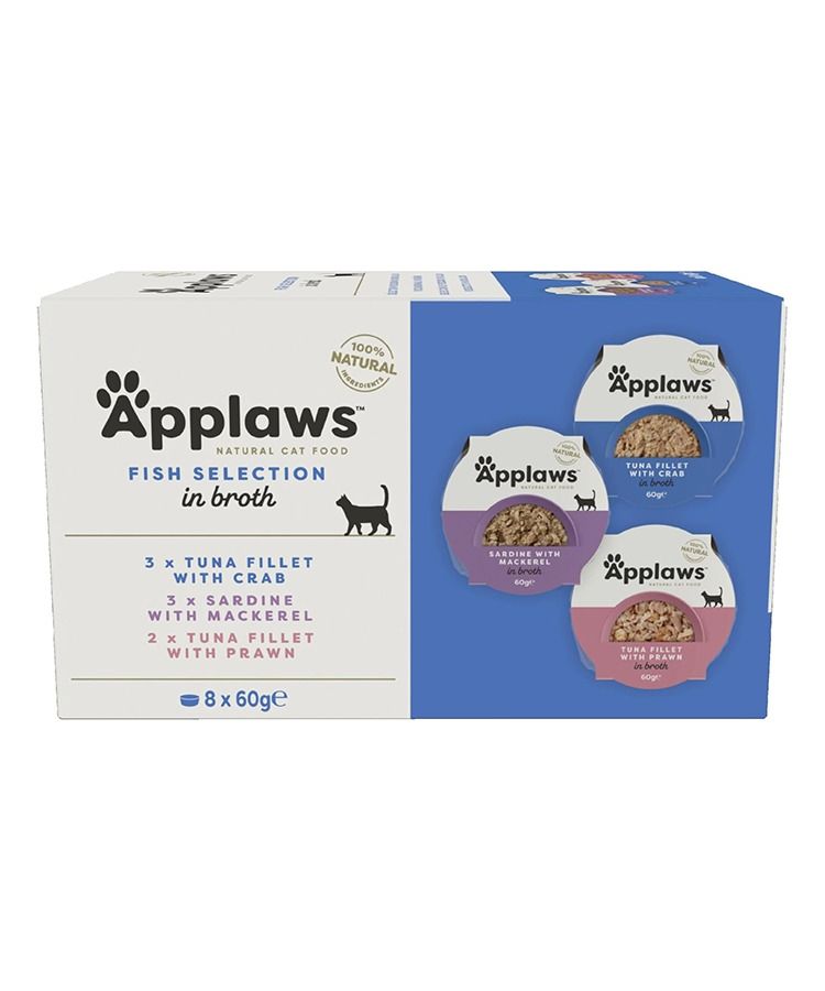 Applaws Fish Selection in Broth Adult Wet Cat Food 8 x 60g Pot - 60G - Shopivet.com